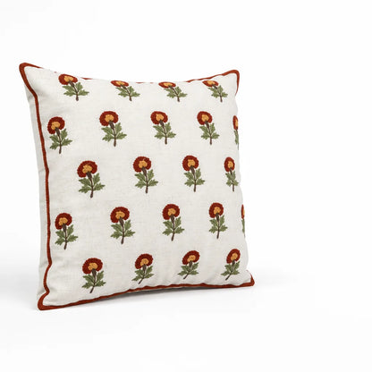 Cushion Cover Hand-Tufted Chenille Floral Hidden Zipper