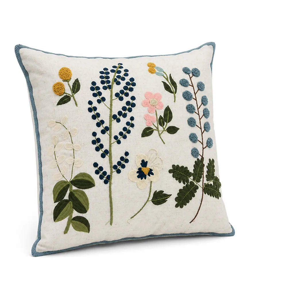 Cushion Cover Hand-Tufted Chenille Floral Hidden Zipper