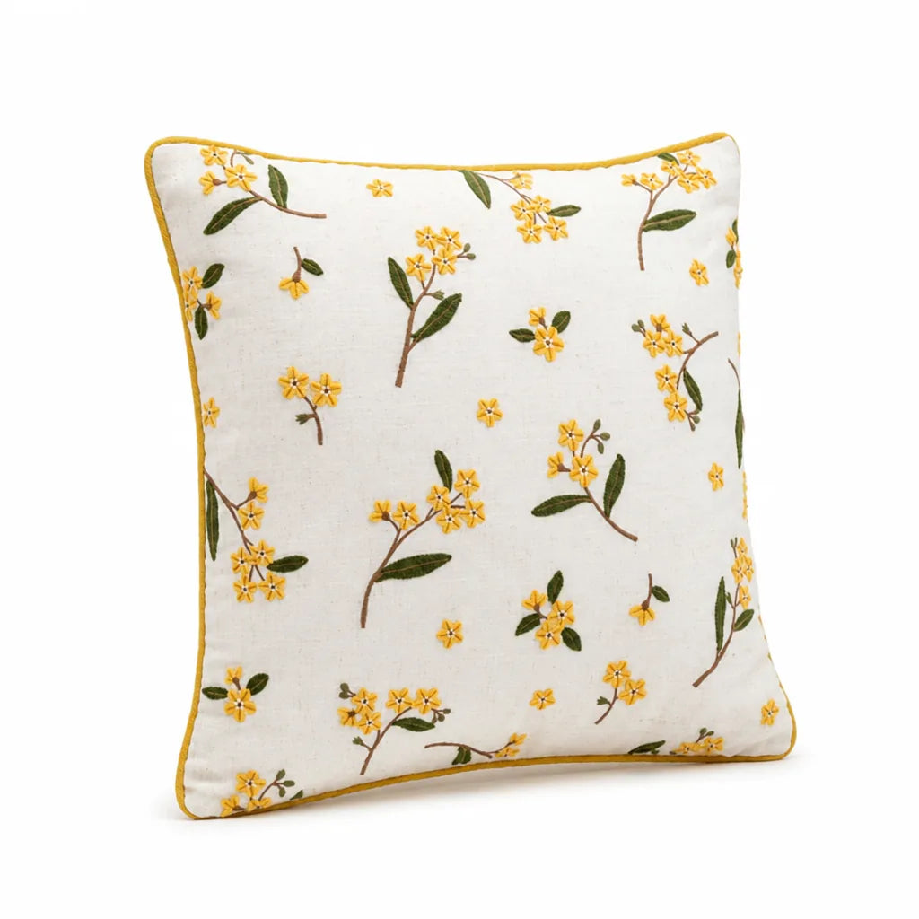 Cushion Cover Hand-Tufted Chenille Floral Hidden Zipper