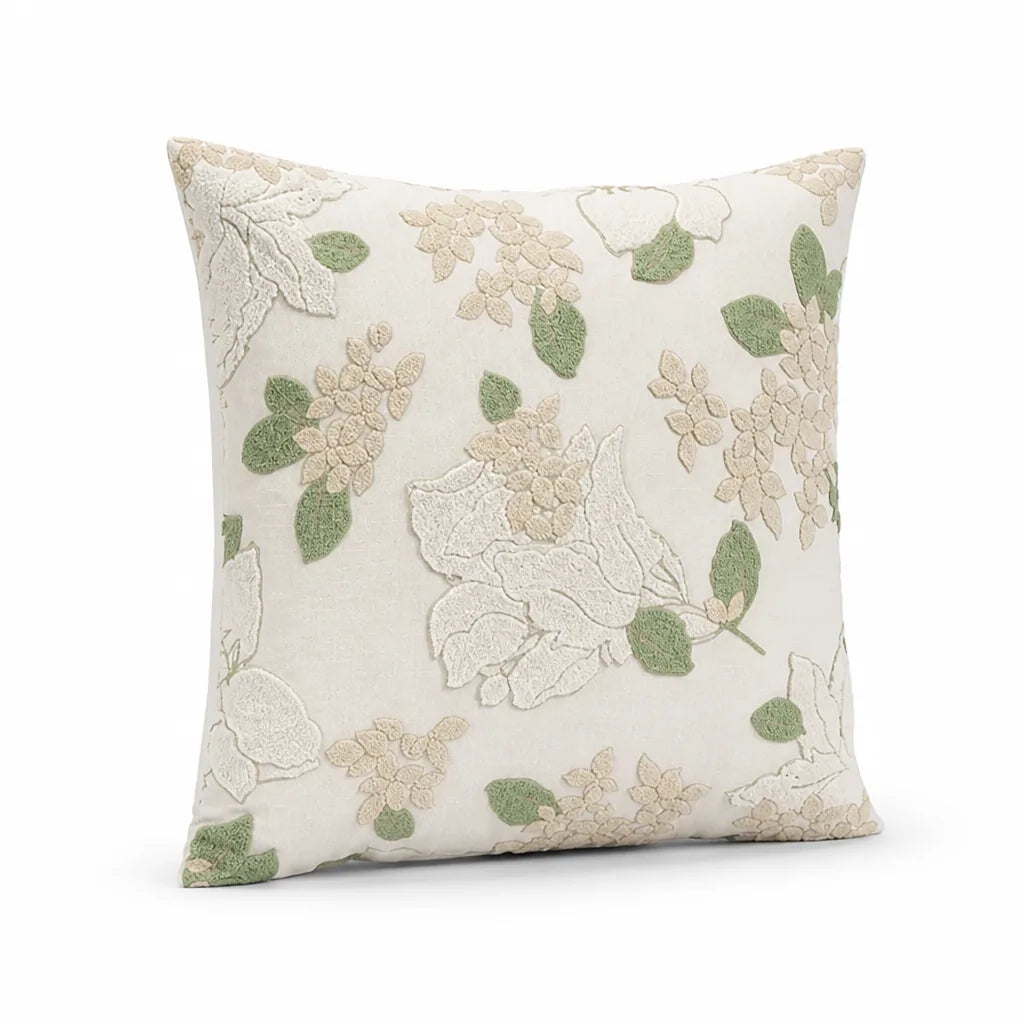 Cushion Cover Hand-Tufted Chenille Floral Hidden Zipper