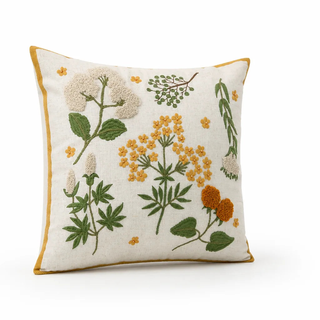 Cushion Cover Hand-Tufted Chenille Floral Hidden Zipper