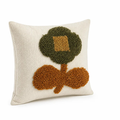 Cushion Cover Hand-Tufted Chenille Floral Hidden Zipper