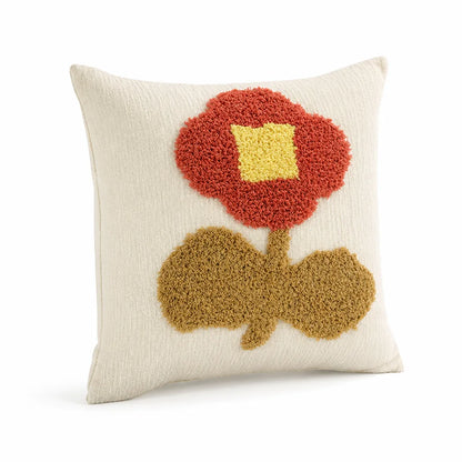 Cushion Cover Hand-Tufted Chenille Floral Hidden Zipper