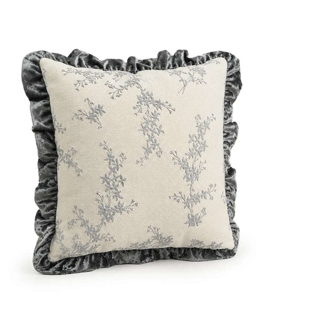 Cushion Cover Hand-Tufted Chenille Floral Hidden Zipper