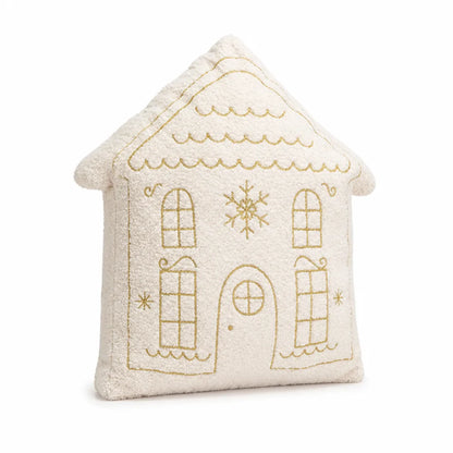 Cushion House-Shaped Plush Gold Embroidery Removable Washable Cover