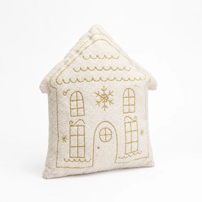 Cushion House-Shaped Plush Gold Embroidery Removable Washable Cover