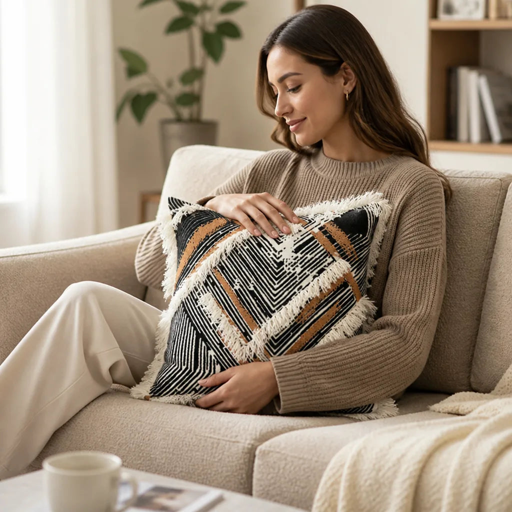 Decorative Cushion Woven Geometric Removable Cover