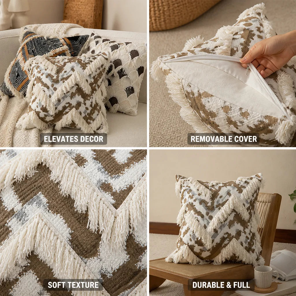 Decorative Cushion Woven Geometric Removable Cover
