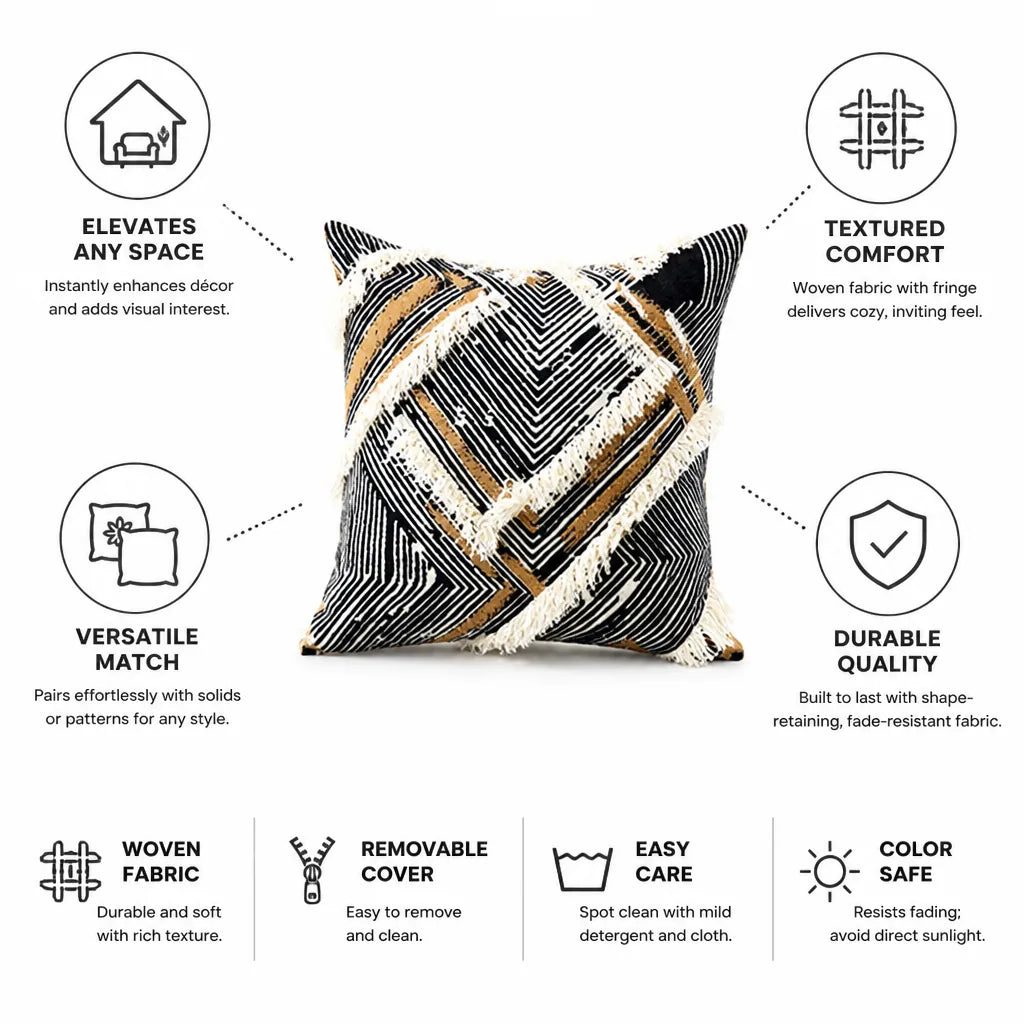 Decorative Cushion Woven Geometric Removable Cover