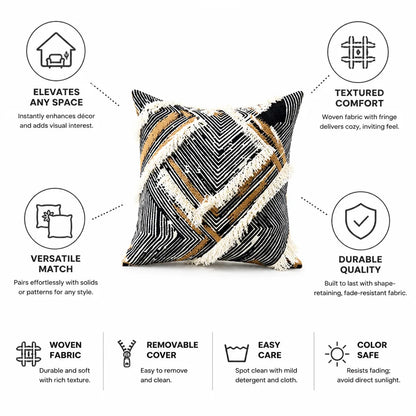 Decorative Cushion Woven Geometric Removable Cover