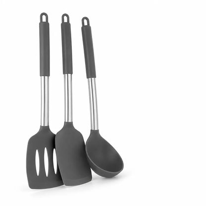 Dishwasher-Safe Silicone-Head Kitchen Utensil Set With Stainless Steel Handles (3-Piece)