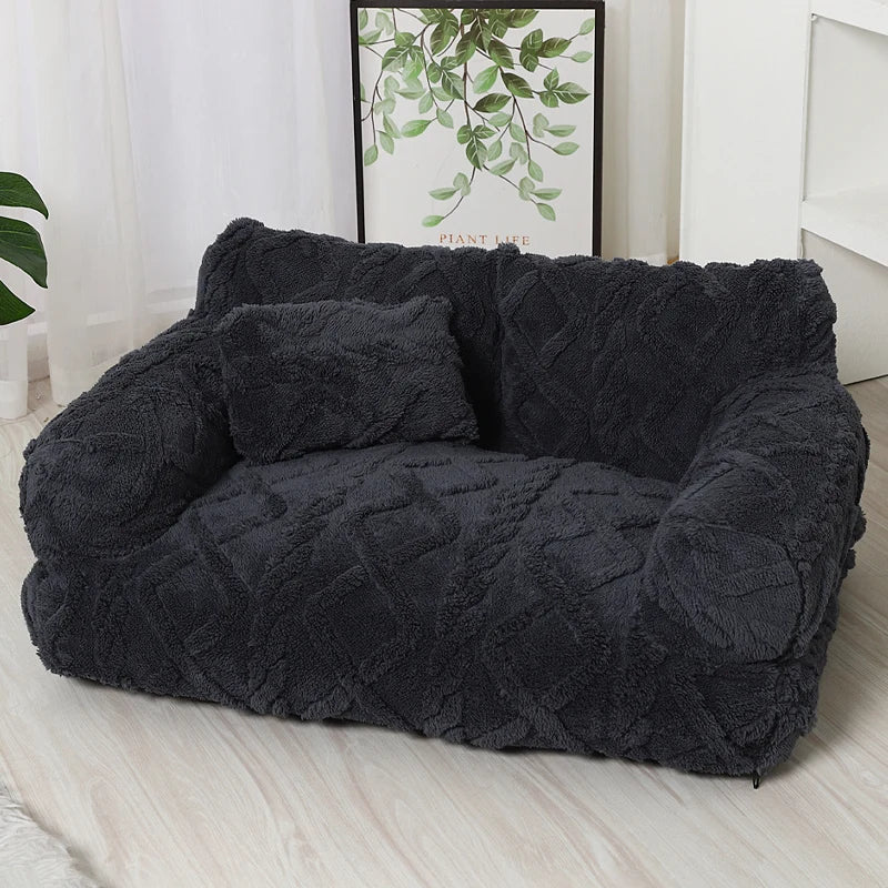 Dog Bed Raised Edge Bolster Soft Velour Premium Filling