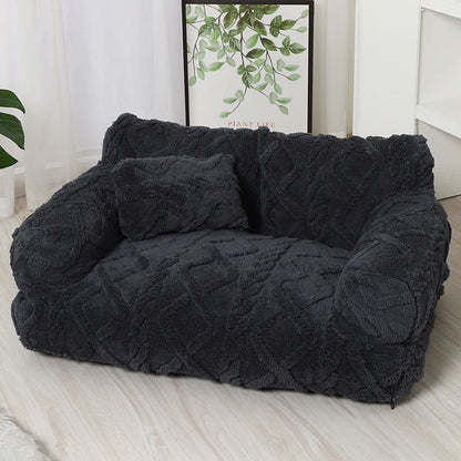Dog Bed Raised Edge Bolster Soft Velour Premium Filling
