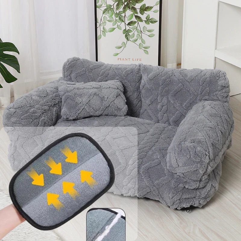 Dog Bed Raised Edge Bolster Soft Velour Premium Filling