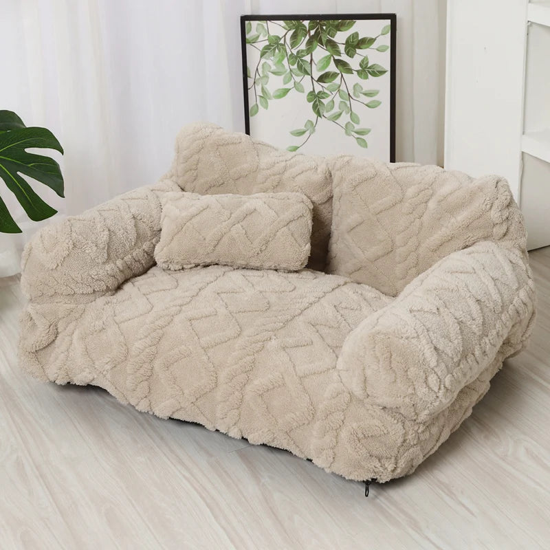 Dog Bed Raised Edge Bolster Soft Velour Premium Filling