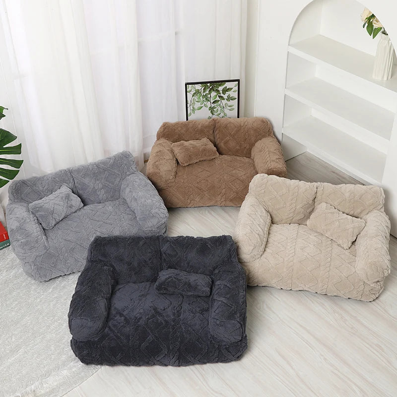 Dog Bed Raised Edge Bolster Soft Velour Premium Filling