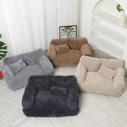 Dog Bed Raised Edge Bolster Soft Velour Premium Filling