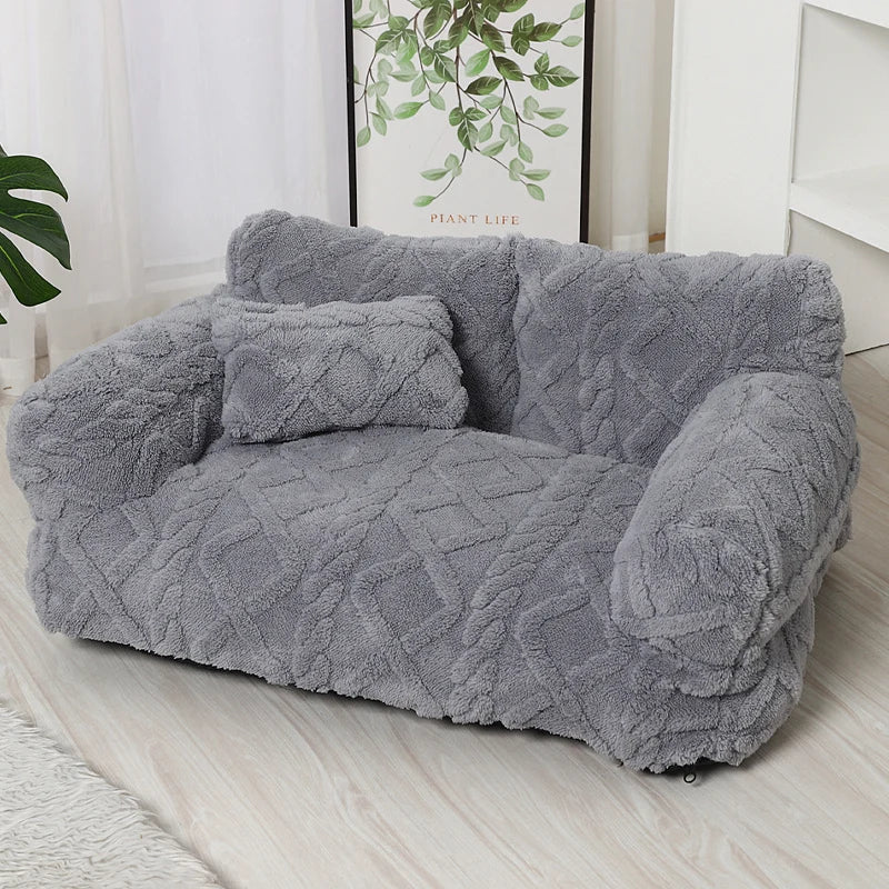 Dog Bed Raised Edge Bolster Soft Velour Premium Filling