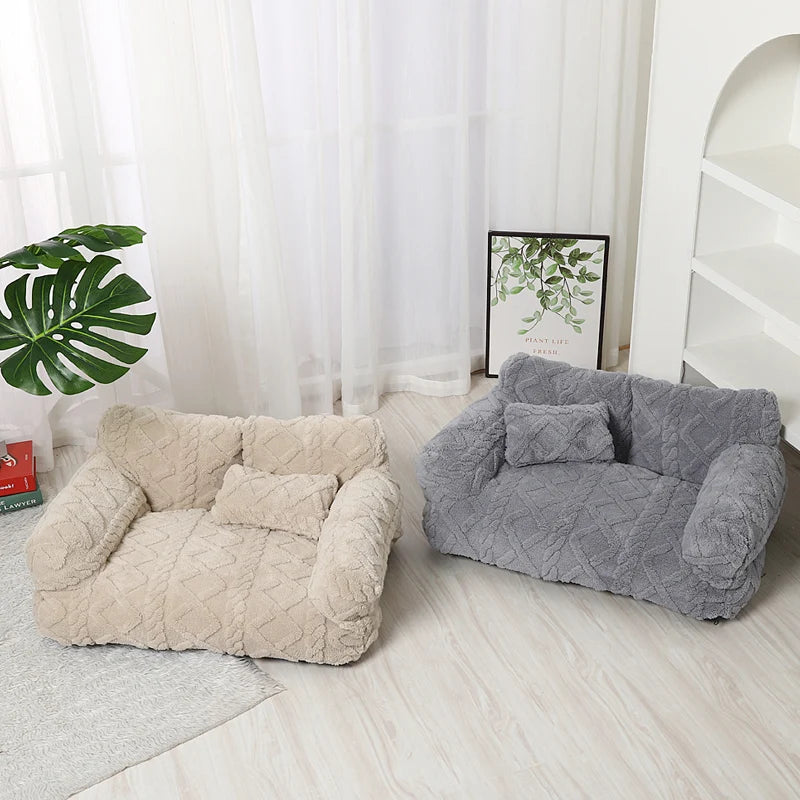 Dog Bed Raised Edge Bolster Soft Velour Premium Filling
