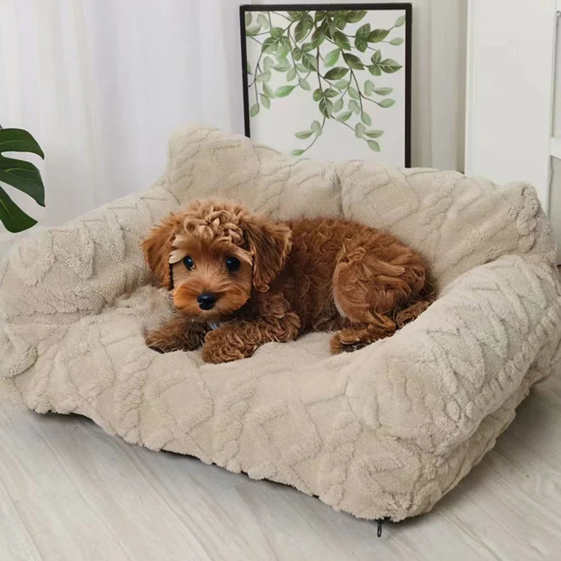 Dog Bed Raised Edge Bolster Soft Velour Premium Filling