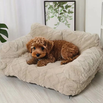 Dog Bed Raised Edge Bolster Soft Velour Premium Filling
