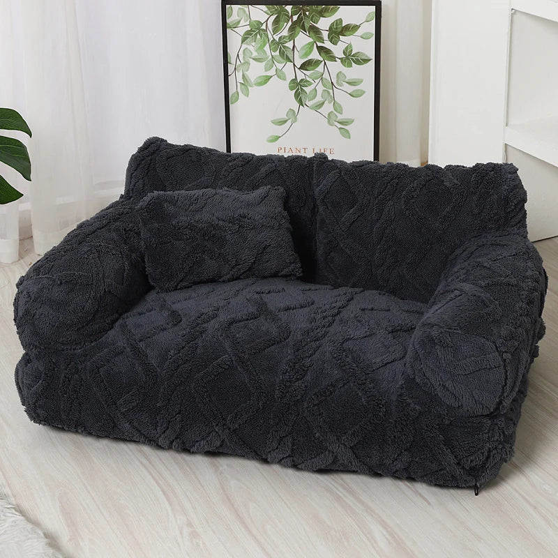 Dog Bed Raised Edge Bolster Soft Velour Premium Filling