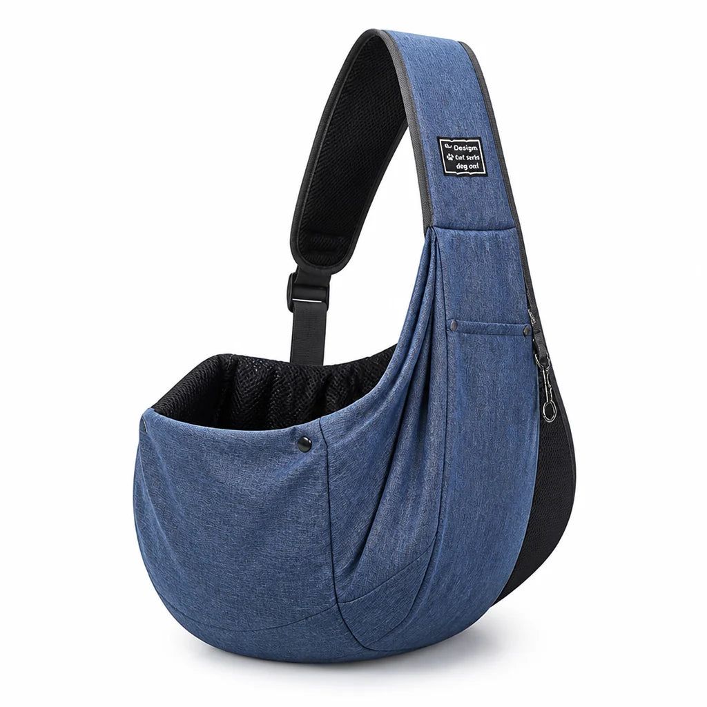 Dog Sling Carrier Ventilated Mesh & Cushioned Base