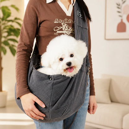 Dog Sling Carrier Ventilated Mesh & Cushioned Base