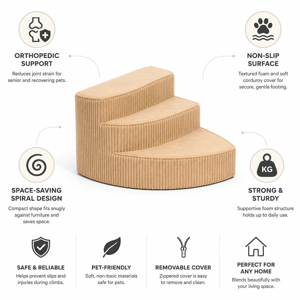 Dog Steps Orthopedic Foam Non-Slip Corduroy Cover