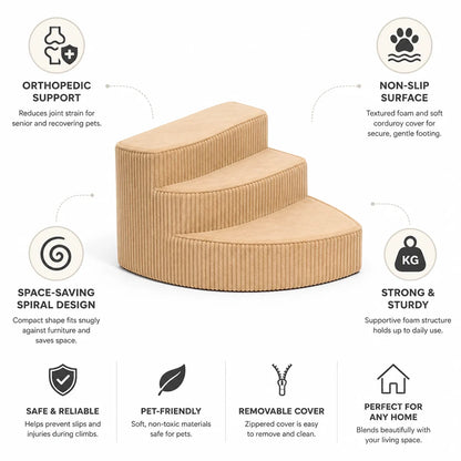 Dog Steps Orthopedic Foam Non-Slip Corduroy Cover