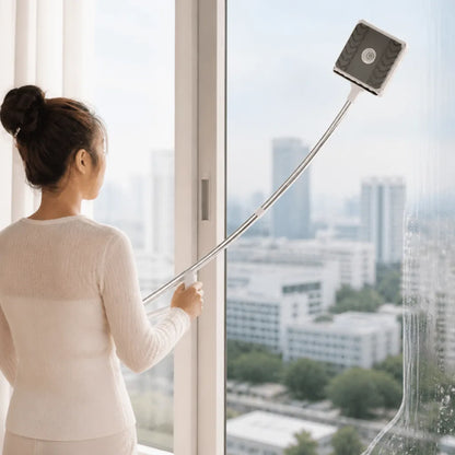 Double-Sided Magnetic Window Cleaner (Microfiber Pads, Extendable Handle)