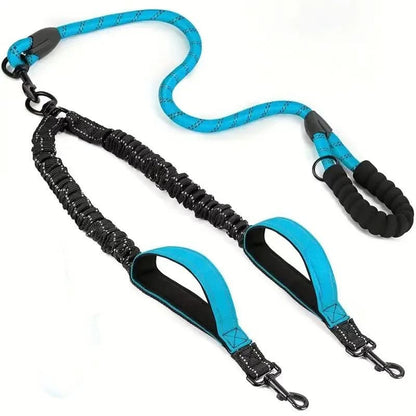 Dual Dog Leash 360° Swivel Shock-Absorbing Traffic Handles