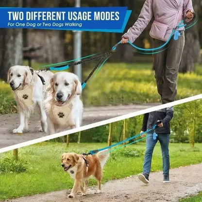 Dual Dog Leash 360° Swivel Shock-Absorbing Traffic Handles