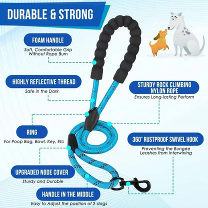 Dual Dog Leash 360° Swivel Shock-Absorbing Traffic Handles
