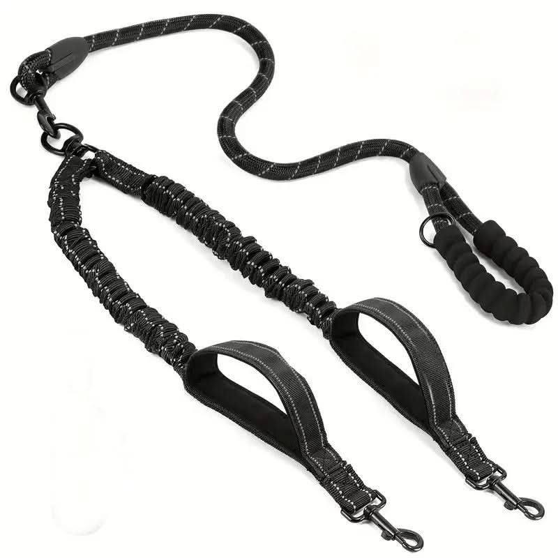 Dual Dog Leash 360° Swivel Shock-Absorbing Traffic Handles