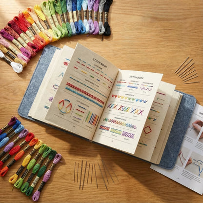 Embroidery Stitch Book Removable Linen Pages 106 Stitches