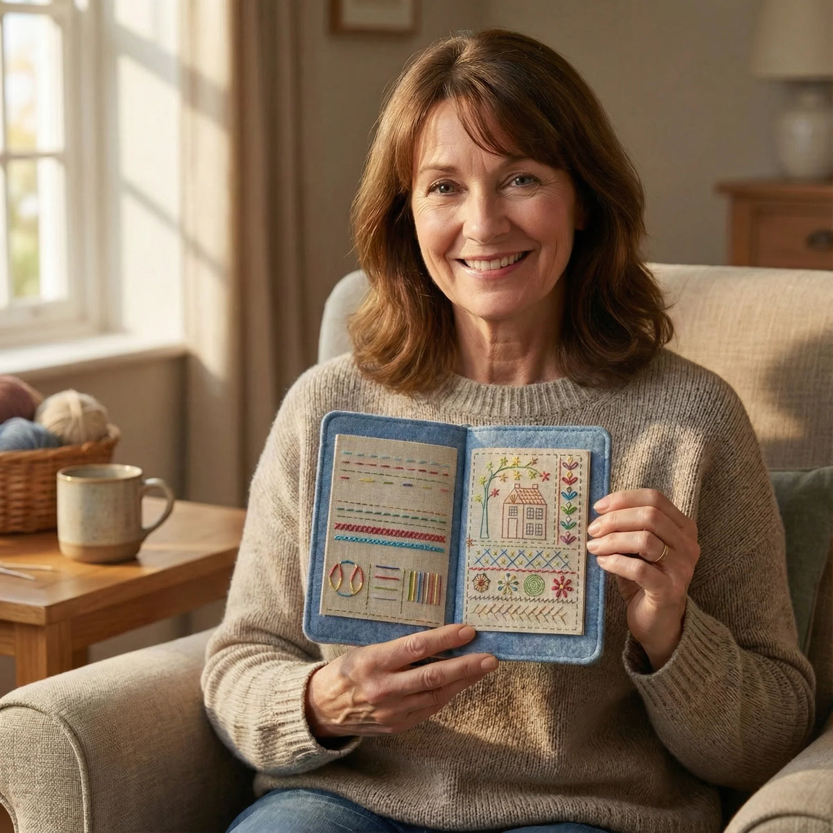 Embroidery Stitch Book Removable Linen Pages 106 Stitches