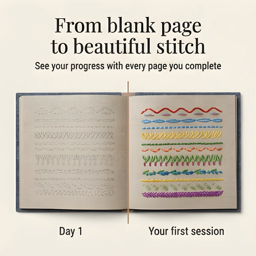Embroidery Stitch Book Removable Linen Pages 106 Stitches