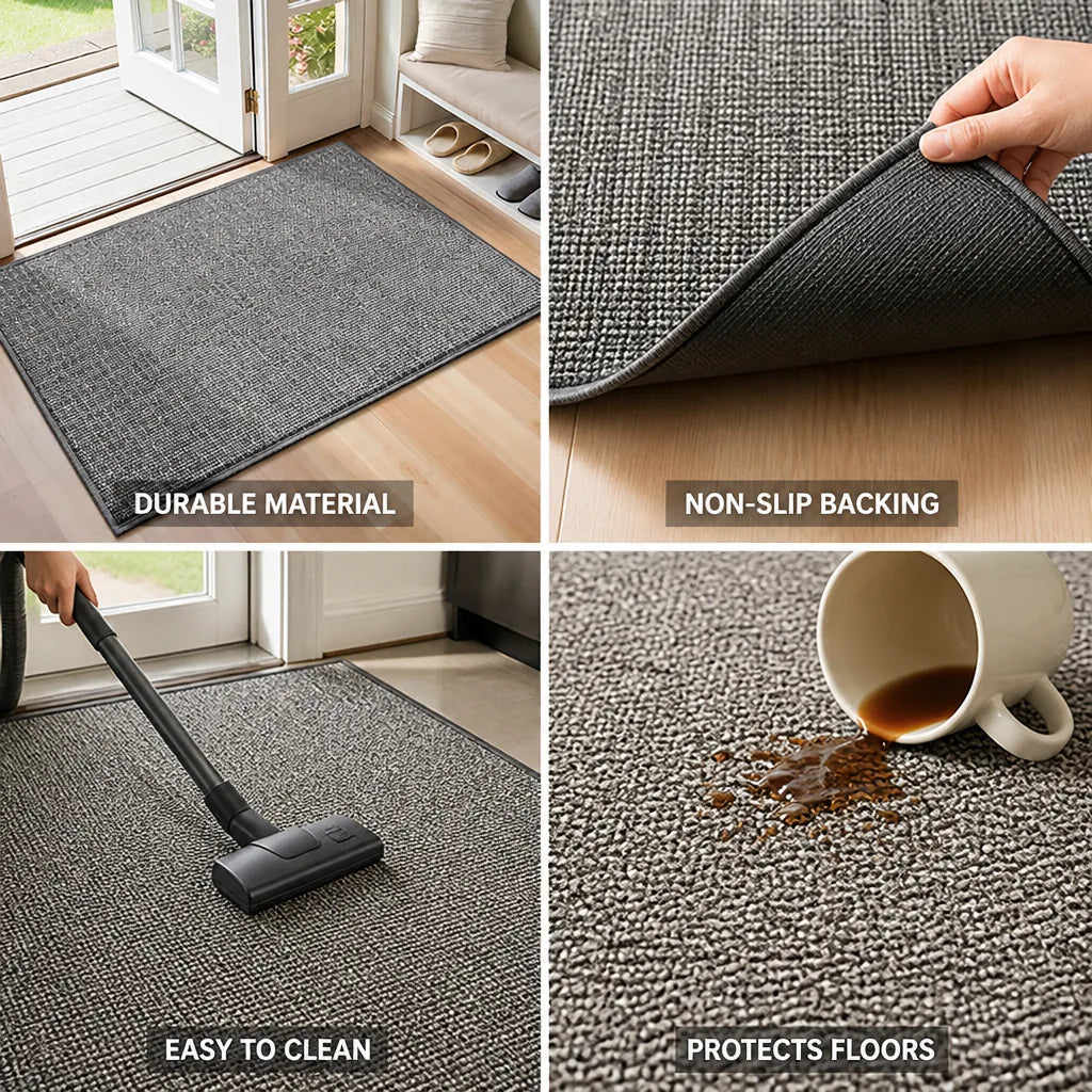 Entryway Mat Non-Slip Backing Durable Easy-Clean Fibers