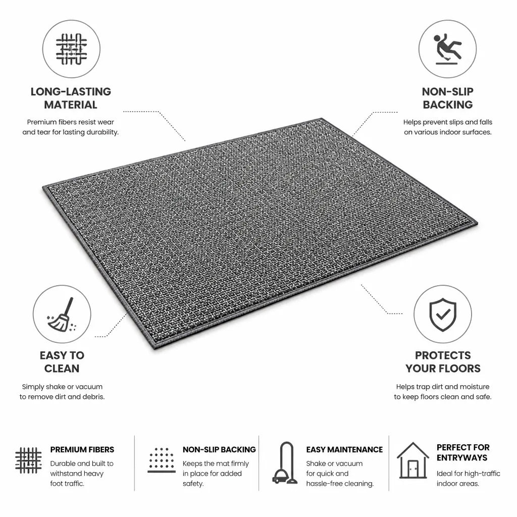 Entryway Mat Non-Slip Backing Durable Easy-Clean Fibers