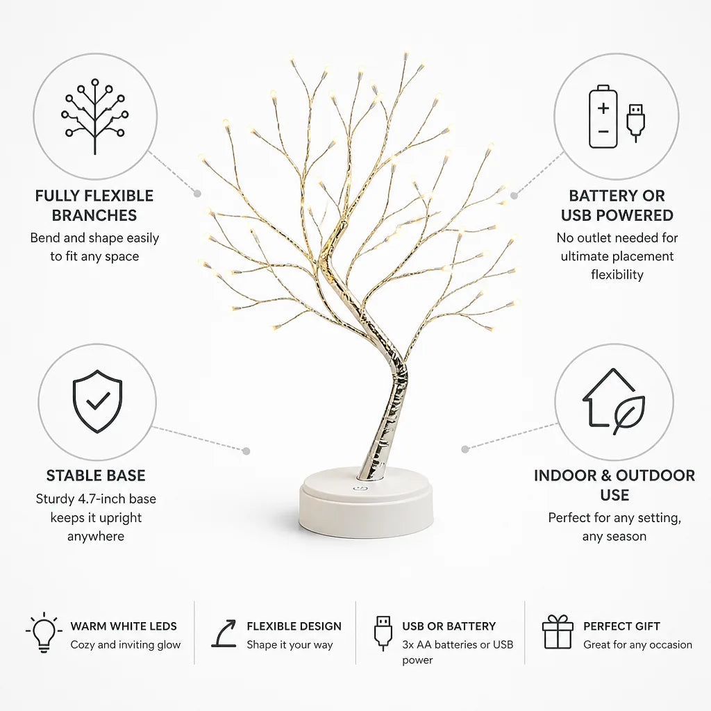 Fairy Tree Light Flexible Branches USB & Battery