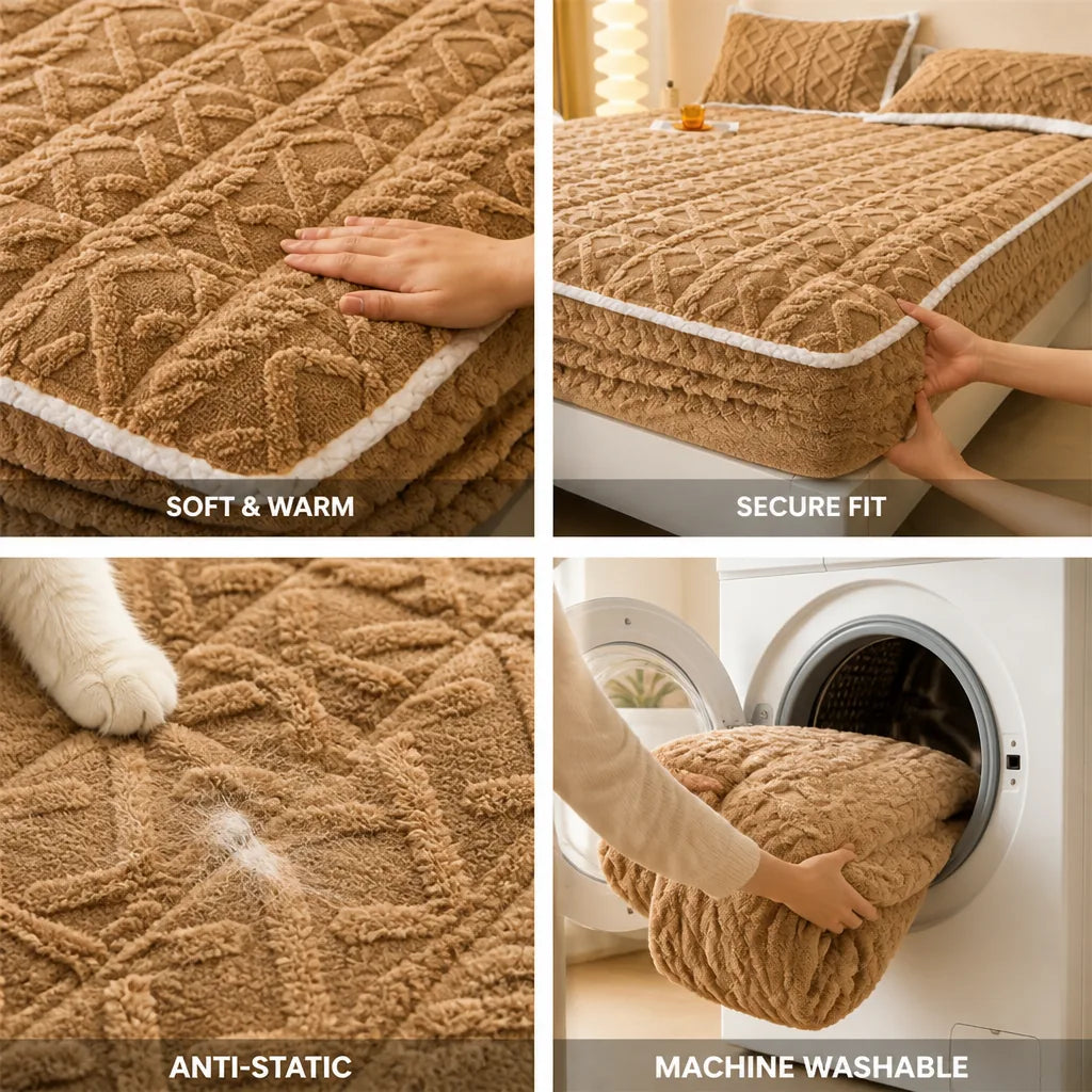Fitted Mattress Cover Quilted Anti-Static Deep Pocket