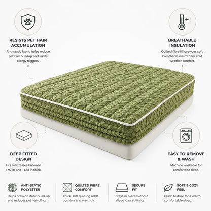 Fitted Mattress Cover Quilted Anti-Static Deep Pocket