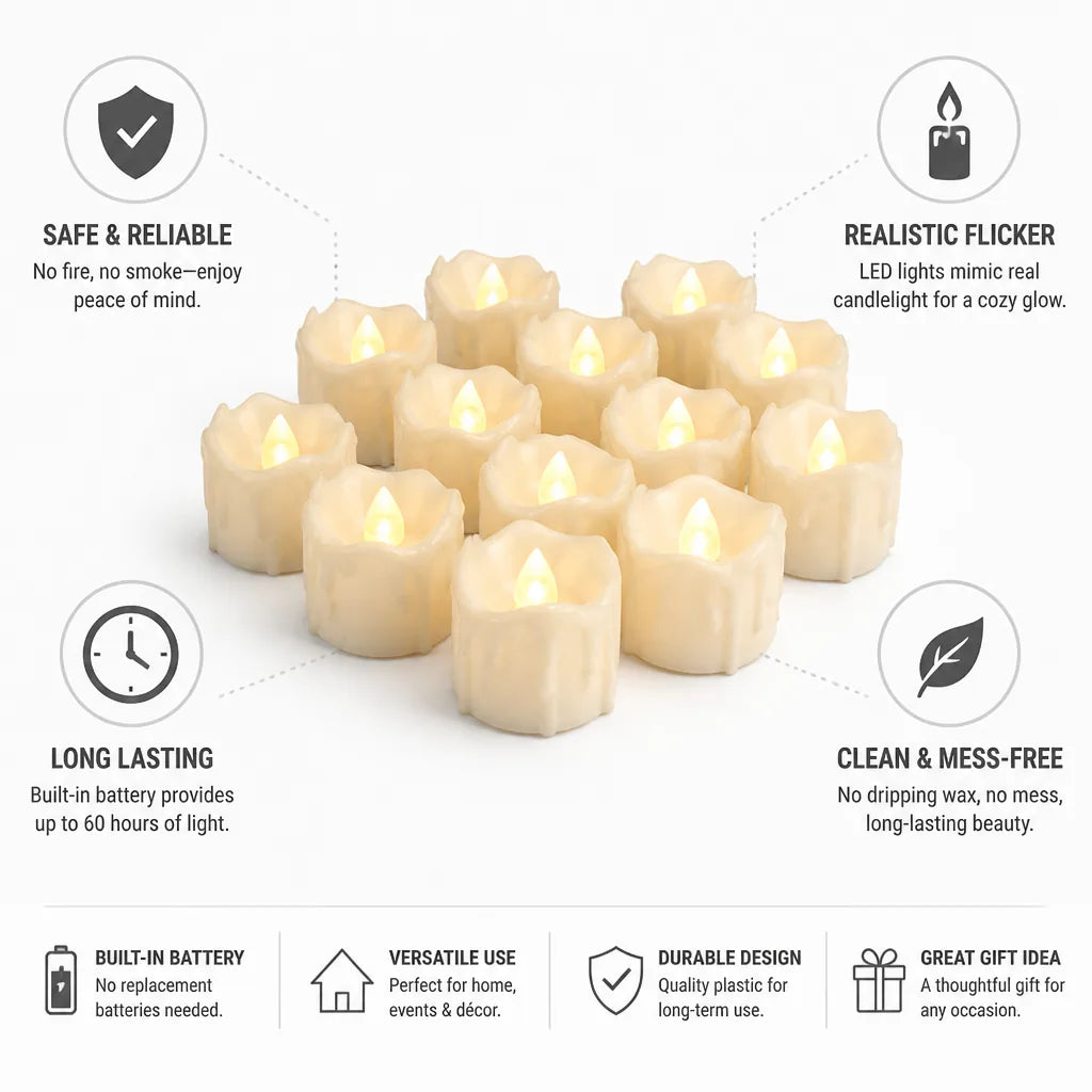 Flameless Candle Set Flickering LED Set of 12