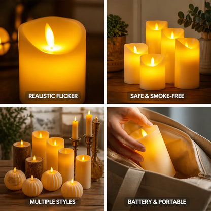 Flameless Candles Flickering LED Battery Operated Multiple Styles