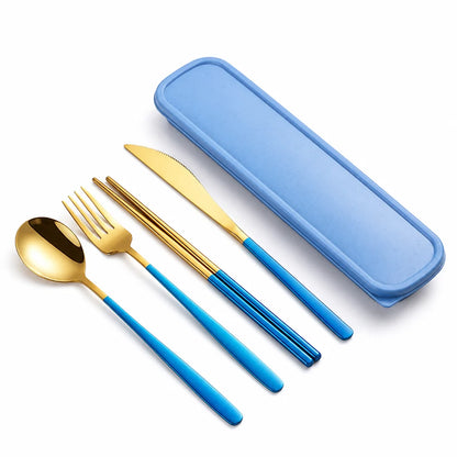 Flatware Set Stainless Steel Portable 12 Colors