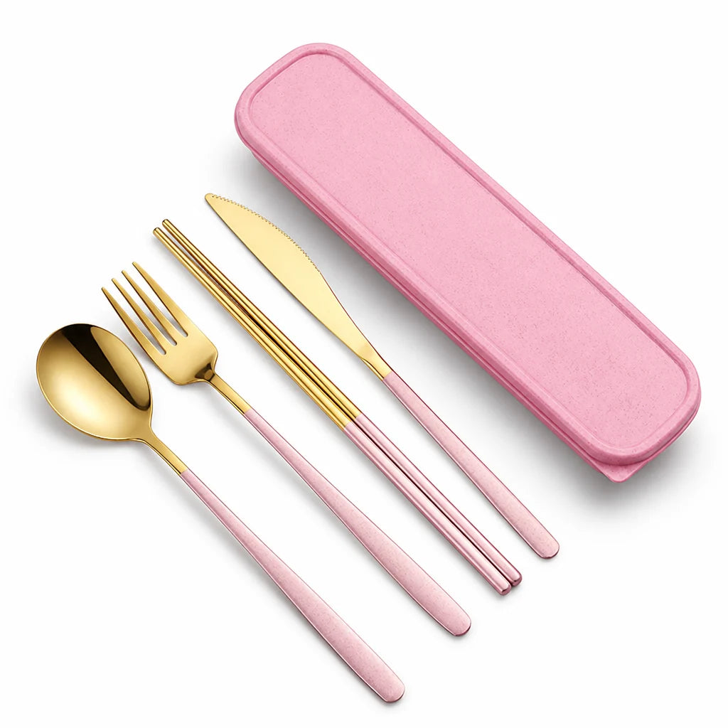 Flatware Set Stainless Steel Portable 12 Colors