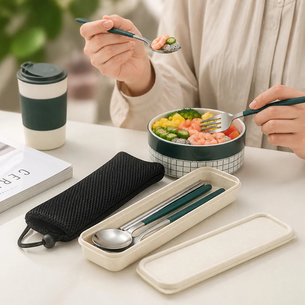 Flatware Set Stainless Steel Portable 12 Colors