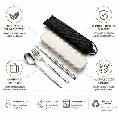 Flatware Set Stainless Steel Portable 12 Colors