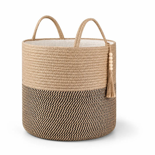 Foldable Macramé Cotton Rope With Handles Storage Basket (40 cm)